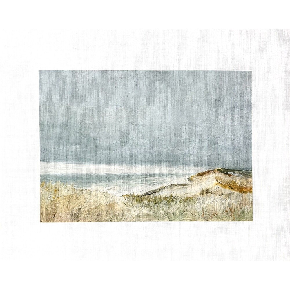 8x10 Original Oil Landscape Painting Seascape Coastal Dunes Art Moody Sky Signed